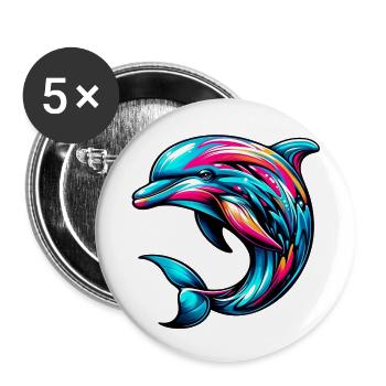 Delfin - Buttons klein 25 mm (5er Pack) - Weiß - Vorne