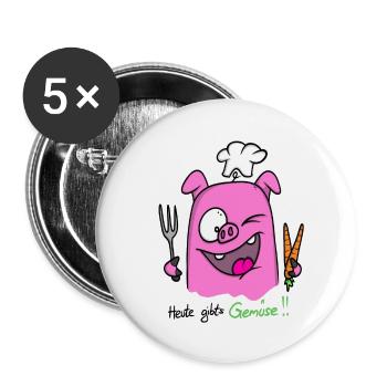 Vegan Power Pig - Today there is no meat :) - Buttons small 1''/25 mm (5-pack) - white - Front