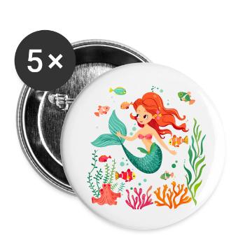 Le mythe de la sirène - Lot de 5 petits badges (25 mm) - blanc - Devant