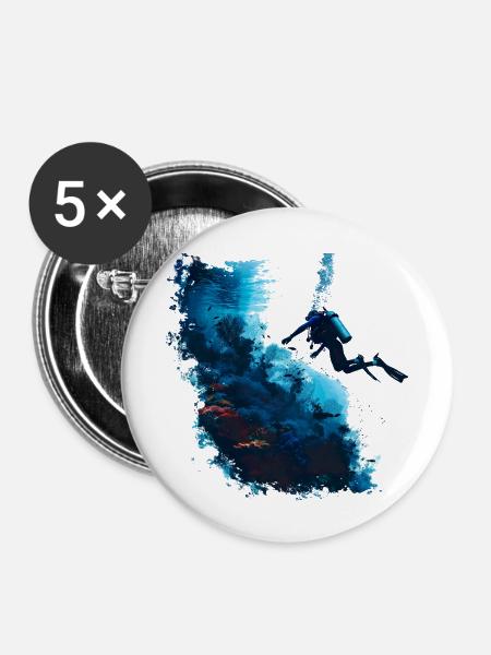 Tauchen, ein Unterwasser-Abenteuer - Buttons klein 25 mm (5er Pack) - Weiß