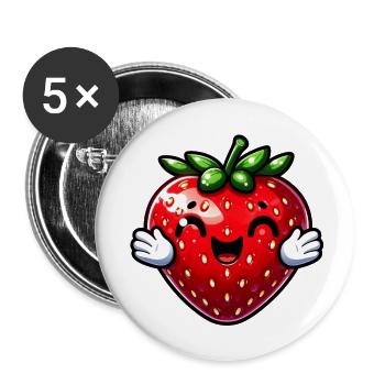 Fraise Fraises - Lot de 5 petits badges (25 mm) - blanc - Devant