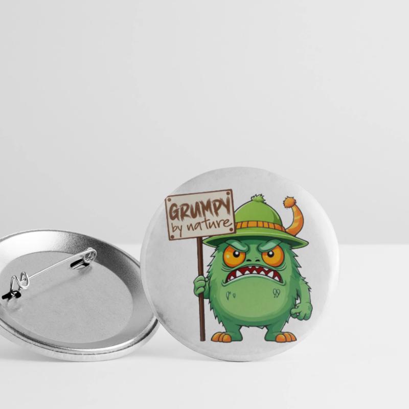 Funny monster grumpy grumpy bad-tempered Buttons small 1''/25 mm (5-pack)