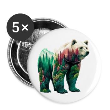 Bear - Buttons small 1''/25 mm (5-pack) - white - Front