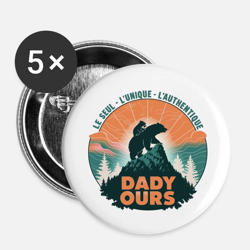 Daddy Bear Sticker - Buttons small 1''/25 mm (5-pack) - white