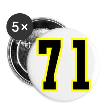 71 Zahl Trikot - Buttons klein 25 mm (5er Pack) - Weiß - Vorne