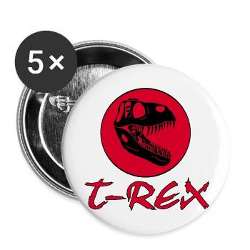 Tyrannosaurus Dinosaur - Buttons small 1''/25 mm (5-pack) - white - Front