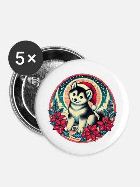 Alaskan Malamute - Buttons klein 25 mm (5er Pack) - Weiß
