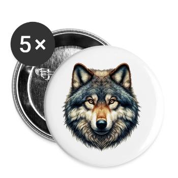 Wolf - Buttons klein 25 mm (5er Pack) - Weiß - Vorne