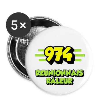 Réunionnais râleur - Lot de 5 petits badges (25 mm) - blanc - Devant