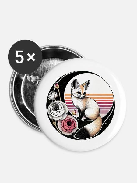Fennek - Buttons klein 25 mm (5er Pack) - Weiß