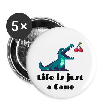 Life is Just a Game Retro Pixel Art Design - Buttons small 1''/25 mm (5-pack) - white - Front