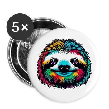 Sloth - Buttons small 1''/25 mm (5-pack) - white - Front