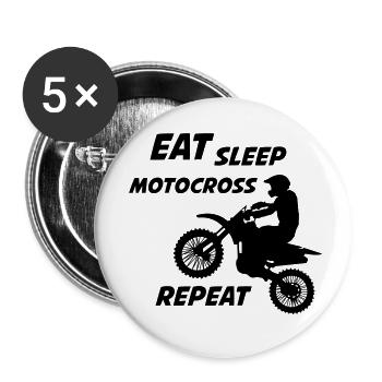 Manger Dormir Motocross - Lot de 5 petits badges (25 mm) - blanc - Devant
