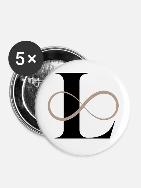 Unendlicher Buchstabe - Buttons klein 25 mm (5er Pack) - Weiß