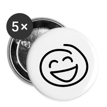 Visage rieur heureux - Lot de 5 petits badges (25 mm) - blanc - Devant