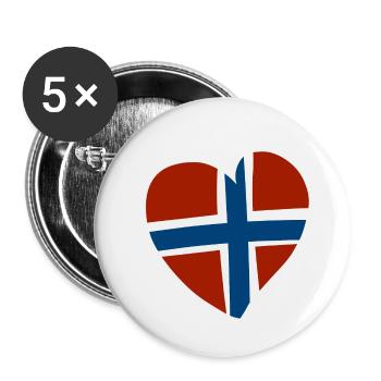 Norvège Cœur - Lot de 5 petits badges (25 mm) - blanc - Devant