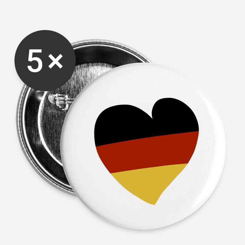 Germany Heart - Buttons small 1''/25 mm (5-pack) - white
