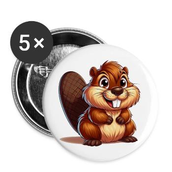 Beaver - Buttons small 1''/25 mm (5-pack) - white - Front