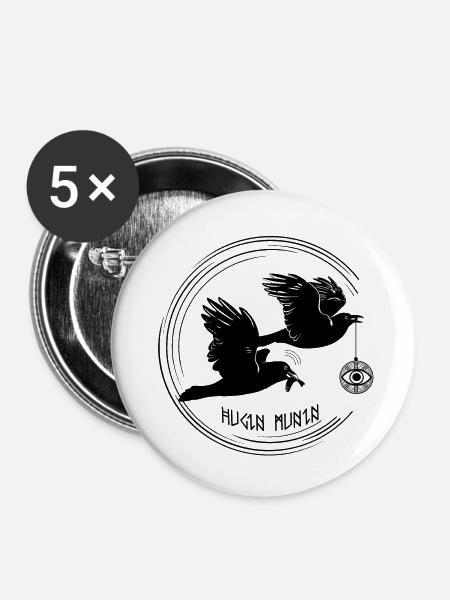 Hugin und Munin - Buttons klein 25 mm (5er Pack) - Weiß