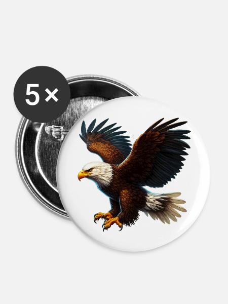 Adler - Buttons klein 25 mm (5er Pack) - Weiß