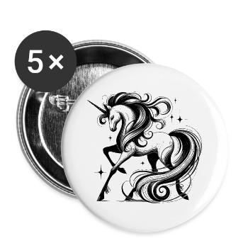 Raffinierte Einhorn-Silhouette - Buttons klein 25 mm (5er Pack) - Weiß - Vorne