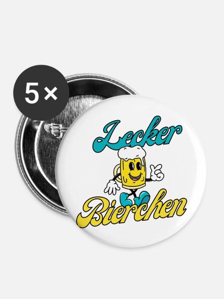 Lecker Bierchen - Buttons klein 25 mm (5er Pack) - Weiß