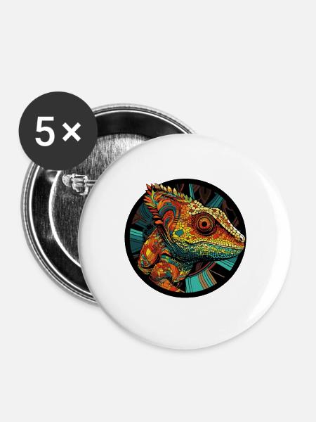 chamäleon - Buttons klein 25 mm (5er Pack) - Weiß
