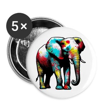 Elephant - Buttons small 1''/25 mm (5-pack) - white - Front