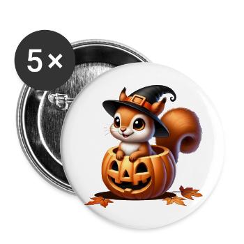 niedliches Halloween-Eichhörnchen:Süßer Gruselspaß - Buttons klein 25 mm (5er Pack) - Weiß - Vorne