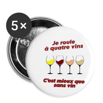 Quatre vins - Lot de 5 petits badges (25 mm) - blanc - Devant
