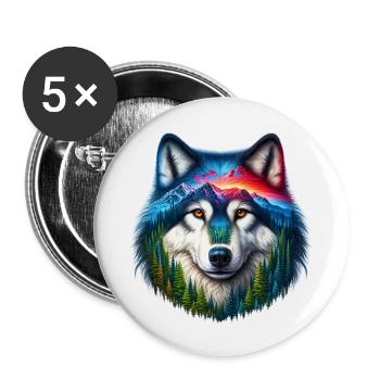 Wolf - Buttons klein 25 mm (5er Pack) - Weiß - Vorne