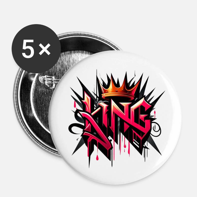 King Graffiti Crown - Buttons small 1''/25 mm (5-pack) - white