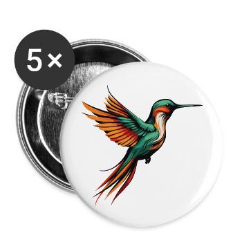 Oiseau Colibri - Lot de 5 petits badges (25 mm) - blanc - Devant