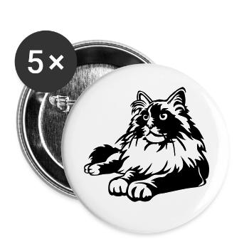 Ragdoll Katze - Buttons klein 25 mm (5er Pack) - Weiß - Vorne