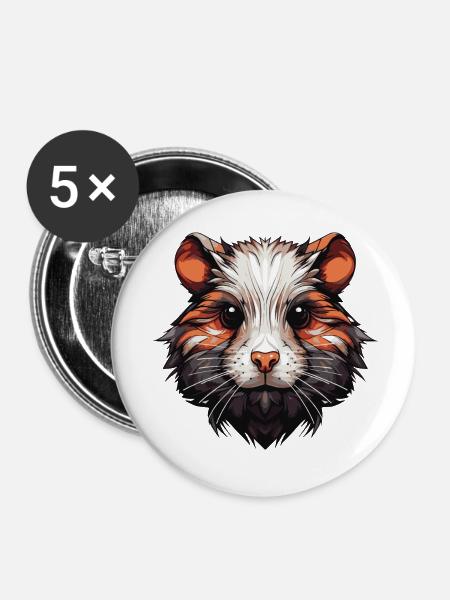 Hamster Tier - Buttons klein 25 mm (5er Pack) - Weiß