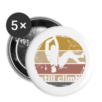 klettern retro bouldern symbol logo vintage icon - Buttons klein 25 mm (5er Pack) - Weiß - Vorne