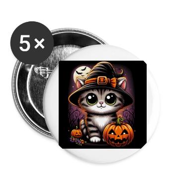 kitty halloween - Buttons klein 25 mm (5er Pack) - Weiß - Vorne