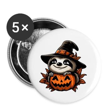 Halloween-Faultier-Kürbis-Fest - Buttons klein 25 mm (5er Pack) - Weiß - Vorne
