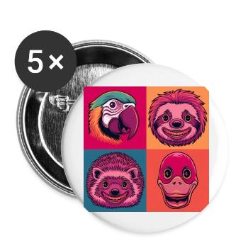 Pop-Art Halloween tiere smile Igel Papagei Ente - Buttons klein 25 mm (5er Pack) - Weiß - Vorne