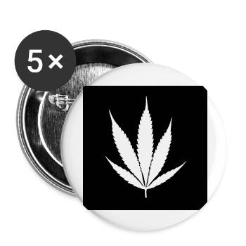 Feuille de cannabis noir classique - Lot de 5 petits badges (25 mm) - blanc - Devant