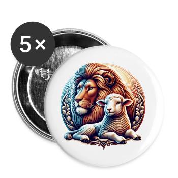 Christian Clothing Lion and Lamb - Buttons small 1''/25 mm (5-pack) - white - Front