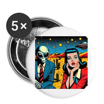 « On rentre à la maison ! » - Lot de 5 petits badges (25 mm) - blanc - Devant