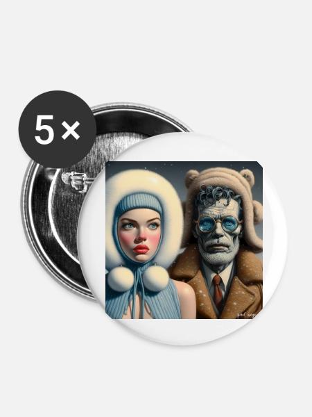 kalt! - Buttons klein 25 mm (5er Pack) - Weiß