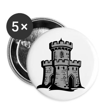 Burg Festung Ritterburg Symbol - Buttons klein 25 mm (5er Pack) - Weiß - Vorne