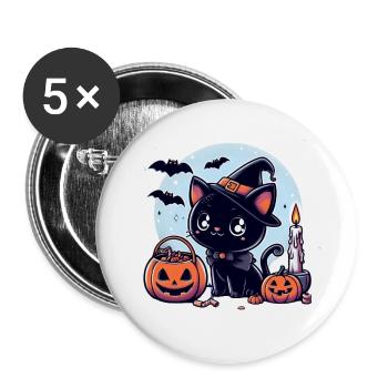 Kitty halloween - Buttons small 1''/25 mm (5-pack) - white - Front