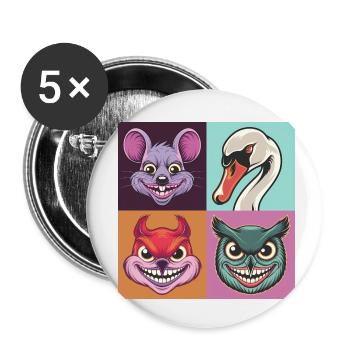 Pop-art Schwan Maus Eichhörnchen Eule Smile - Buttons klein 25 mm (5er Pack) - Weiß - Vorne