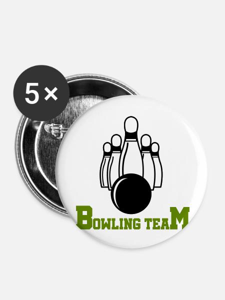 bowling team - Buttons klein 25 mm (5er Pack) - Weiß