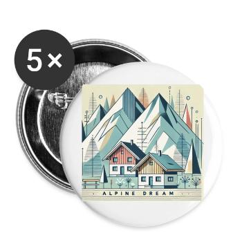 Rêve alpin - Lot de 5 petits badges (25 mm) - blanc - Devant