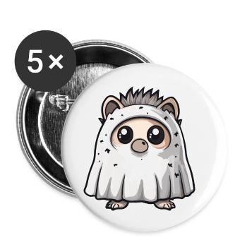 hérisson Halloween drôle fantôme - Lot de 5 petits badges (25 mm) - blanc - Devant