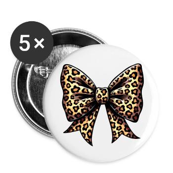 GRAND NOEUD À TENDANCE LÉOPARD - Lot de 5 petits badges (25 mm) - blanc - Devant